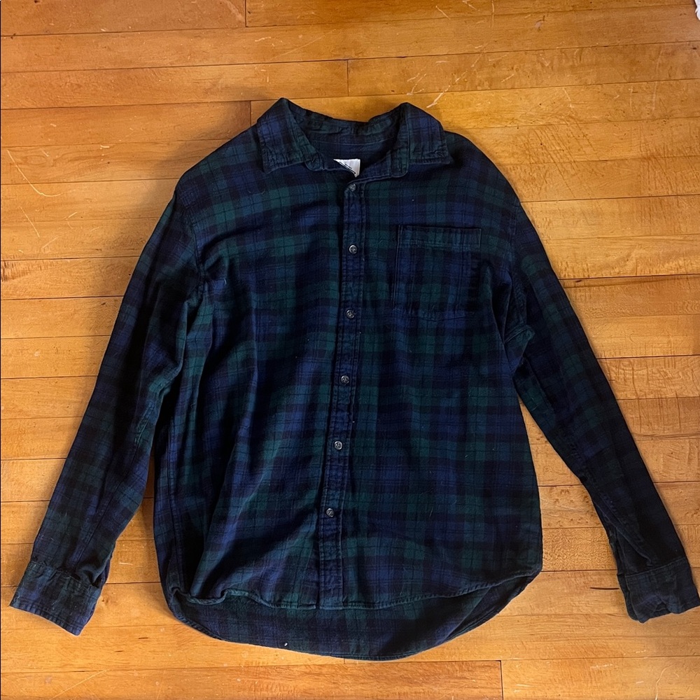 St. John's Bay Men's Casual Plaid Shirt - Navy and Green